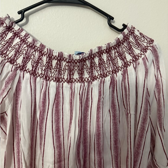 She + Sky Burgundy and White Striped Blouse - Picture 3 of 7